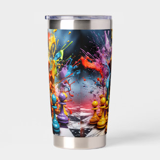 3D Abstract Chess Pieces Splash Insulated Tumbler