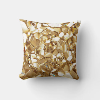 3D abstract crystal gold texture. Cushion