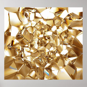 3D abstract crystal gold texture. Poster