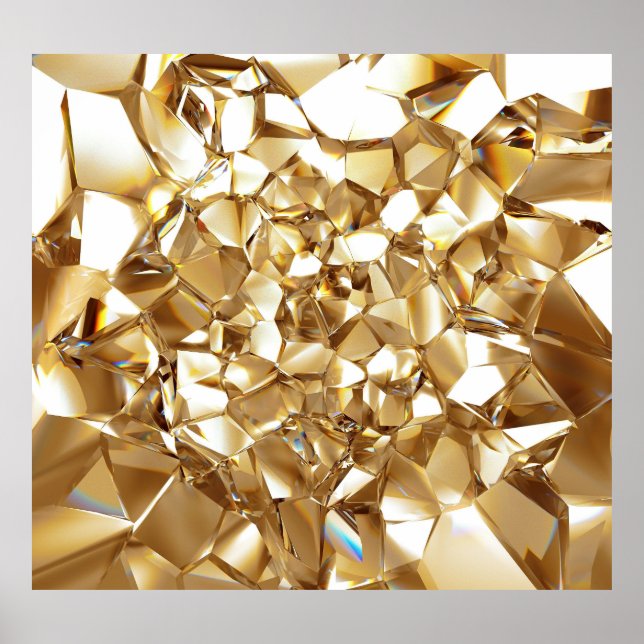 3D abstract crystal gold texture. Poster (Front)