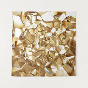 3D abstract crystal gold texture. Tapestry