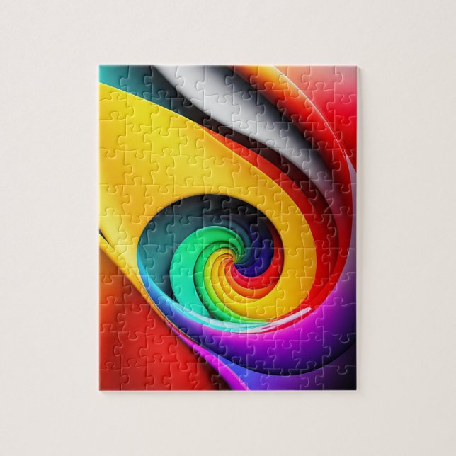 3D Abstract Geometric Spiral Colourful Jigsaw Puzzle (Vertical)