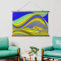3D Abstract in Gold Yellow Blue Green