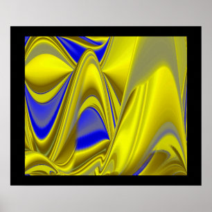 3D Abstract in Gold Yellow Blue Green Poster