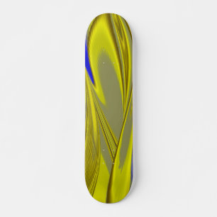 3D Abstract in Gold Yellow Blue Skateboard