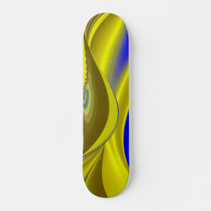 3D Abstract in Gold Yellow Blue Skateboard