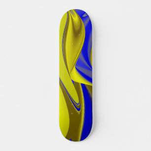 3D Abstract in Gold Yellow Blue Skateboard