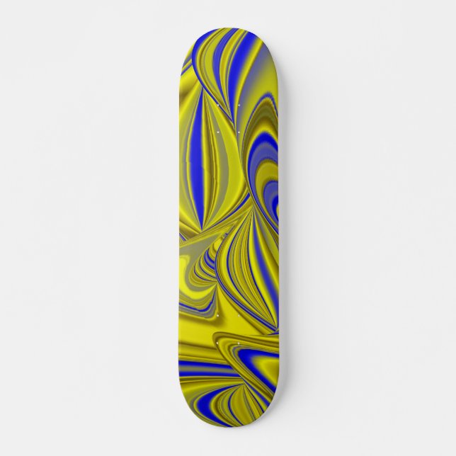 3D Abstract in Gold Yellow Blue Skateboard (Front)
