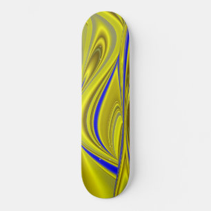 3D Abstract in Gold Yellow Blue Skateboard