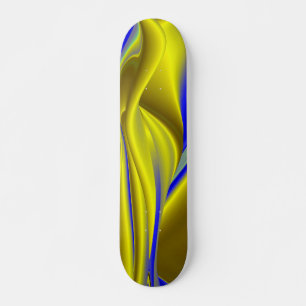 3D Abstract in Gold Yellow Blue Skateboard