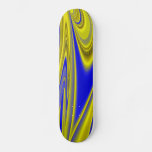 3D Abstract in Gold Yellow Blue Skateboard