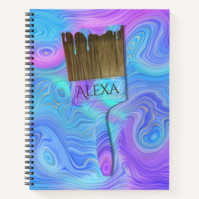 3D Abstract Paint Brush   Notebook (Front)