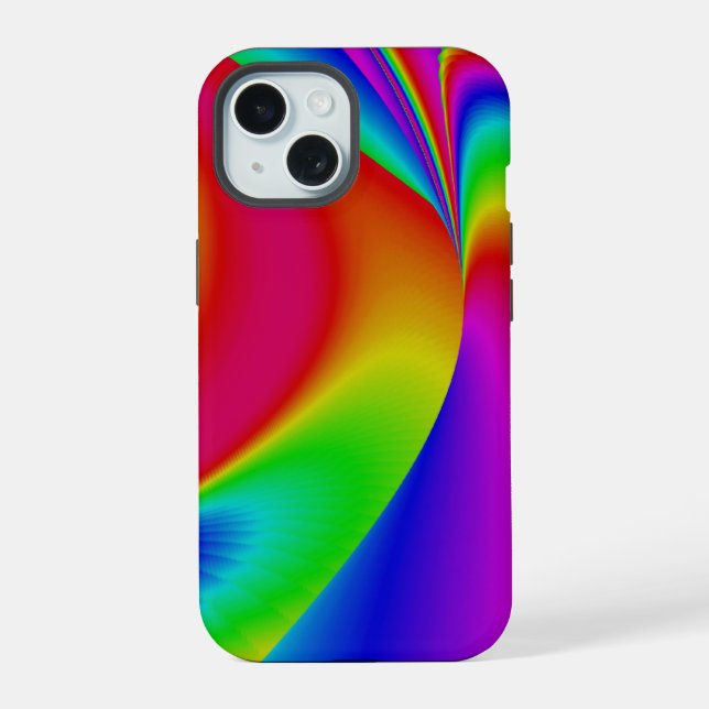 3D Abstract Rainbow Art iPhone 15 Case (Back)