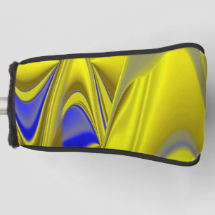 3D Abstract Rainbowart in Gold Yellow Blue Golf Head Cover
