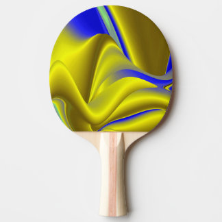 3D Abstract Rainbowart in Gold Yellow Blue Ping Pong Paddle