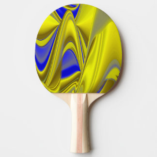 3D Abstract Rainbowart in Gold Yellow Blue Ping Pong Paddle