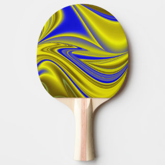 3D Abstract Rainbowart in Gold Yellow Blue Ping Pong Paddle