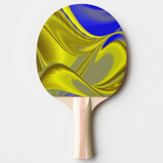 3D Abstract Rainbowart in Gold Yellow Blue Ping Pong Paddle