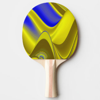 3D Abstract Rainbowart in Gold Yellow Blue Ping Pong Paddle