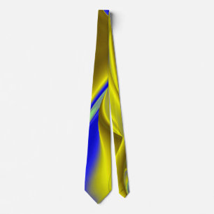 3D Abstract Rainbowart in Gold Yellow Blue Tie