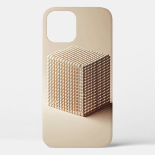 3D Abstract Spheres Cube - Minimalist Beige Phone iPhone 12 Case