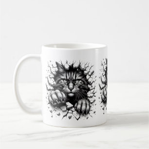 3D Angry Cat with Both Paw Luxury Coffee Mug 