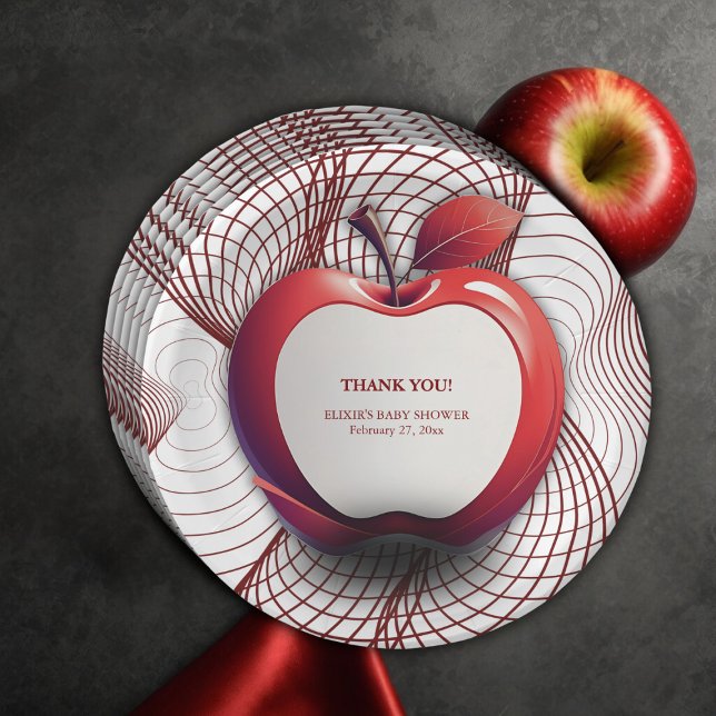 3D Apple of Our Eye Geometric Baby Shower Paper Plate (Creator Uploaded)