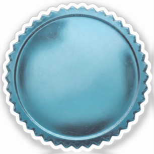 3D Aqua Blue Foil Seal Starburst Award Medal
