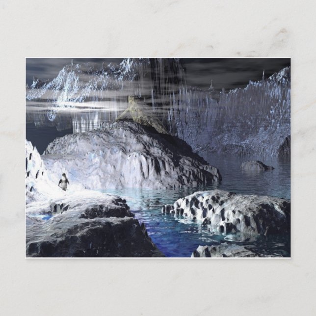 3d art penguin fantasy postcard (Front)