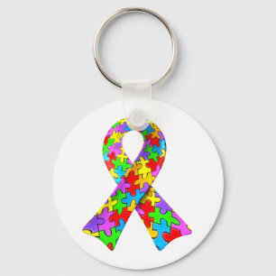 3D Autism awareness puzzle ribbon Key Ring