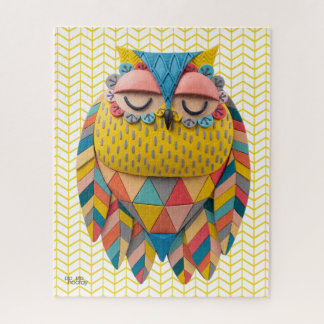 3D Aztec Owl Tribal Bird Patterned Illustration Jigsaw Puzzle