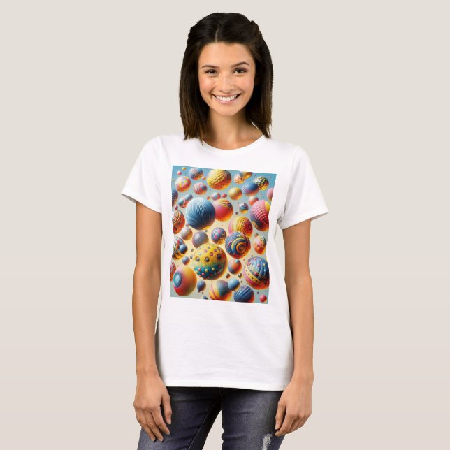 3D Ball Designed Women's Basic T-Shirt (Front Full)