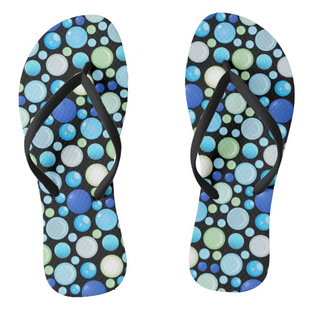 3D Balls Pattern.01.b Black BG Thongs (Footbed)