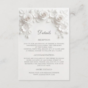 3D Baroque Roses Minimalist White Enclosure Card