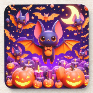 3D bats pumpkins halloween Coaster