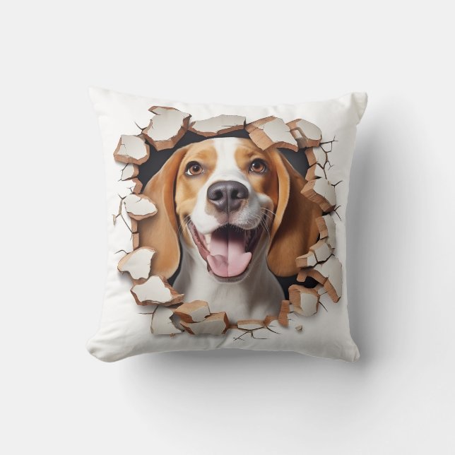 3D Beagle Cracked Hole Cushion (Front)