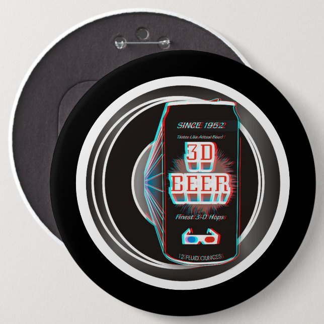 3D BEER! 6 CM ROUND BADGE (Front & Back)