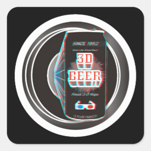 3D BEER! SQUARE STICKER