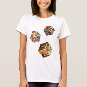 3D-Bilderwürfel im Raum, 9 Foto-Kollage in 3D T-Shirt