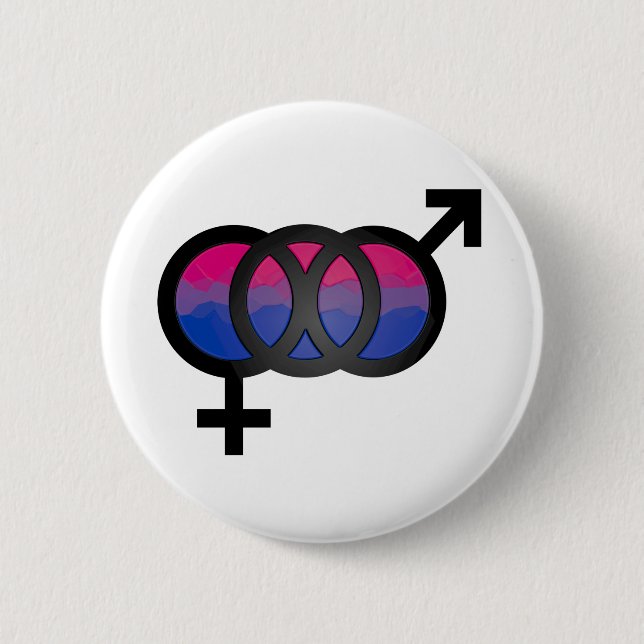 3D Bisexual Symbol 6 Cm Round Badge (Front)