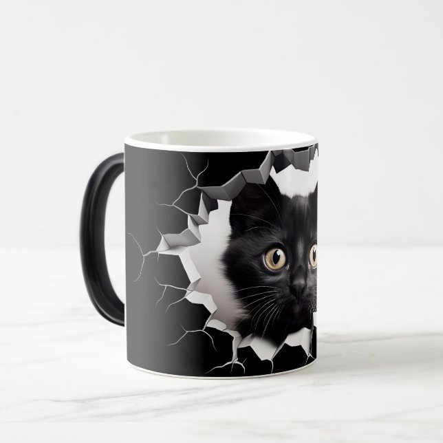 3D Black cat Magic Mug (Front Left)