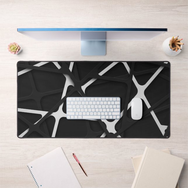 3D Black Ribbon Background Desk Mat (Office 1)