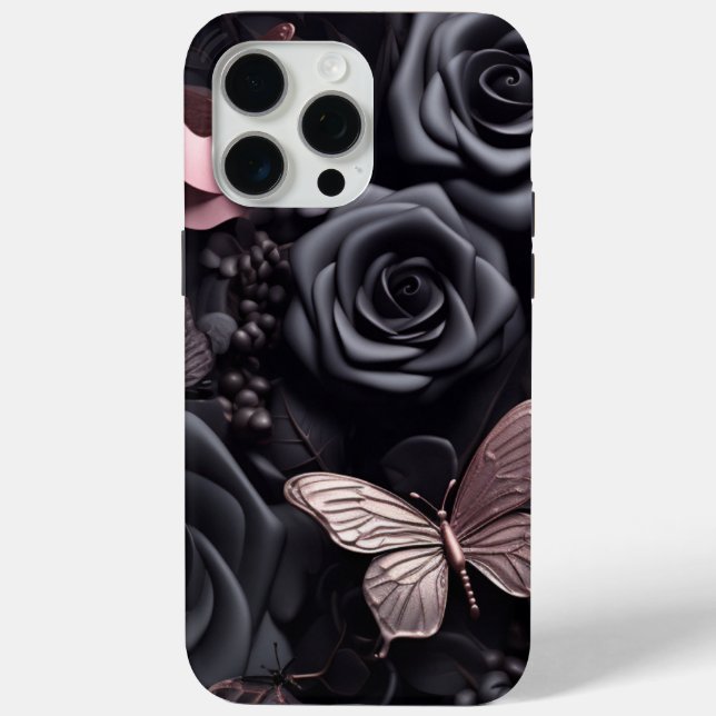 3D Black Roses & Butterfly Case-Mate iPhone Case (Back)