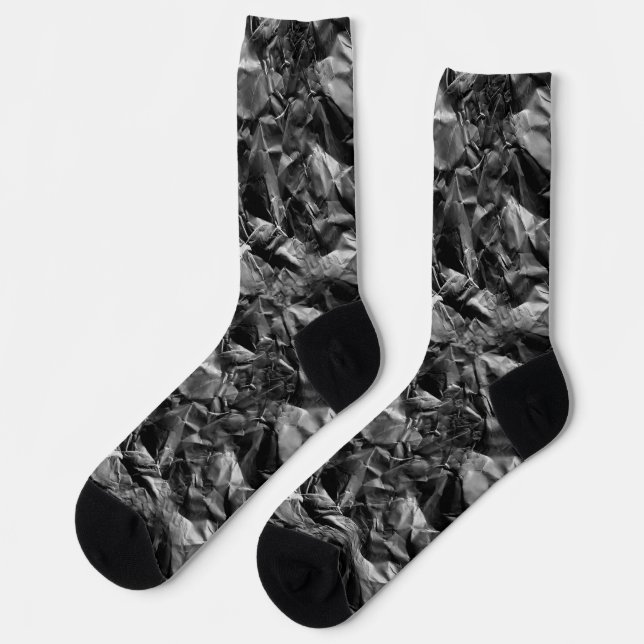 3d Black Rough Texture Paper Pattern Design  Socks (Left)