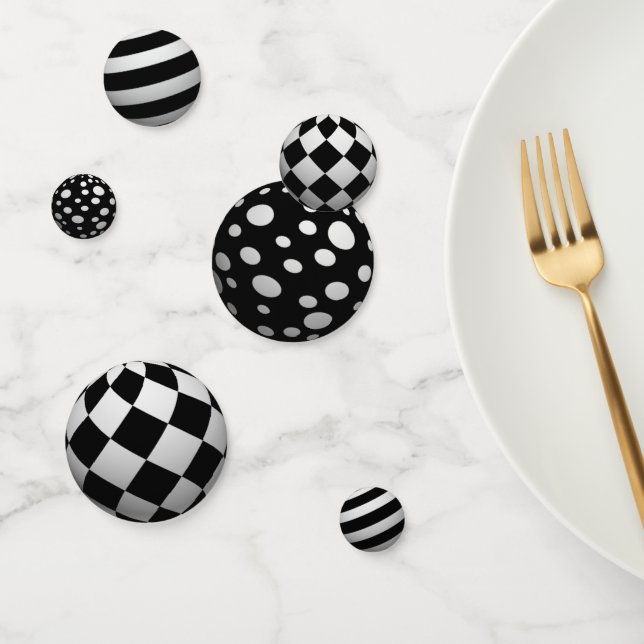 3D Black & White Balls Confetti (Group)