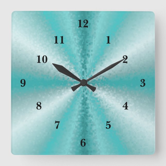 3D Blocks in ice blue and green Square Wall Clock (Front)