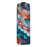 3D Blue and Orange Flowers