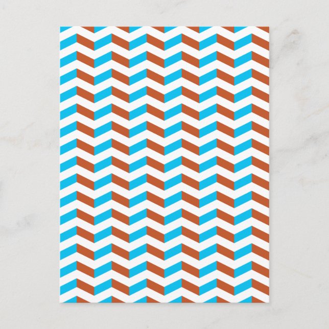 3D blue and red chevron Postcard (Front)