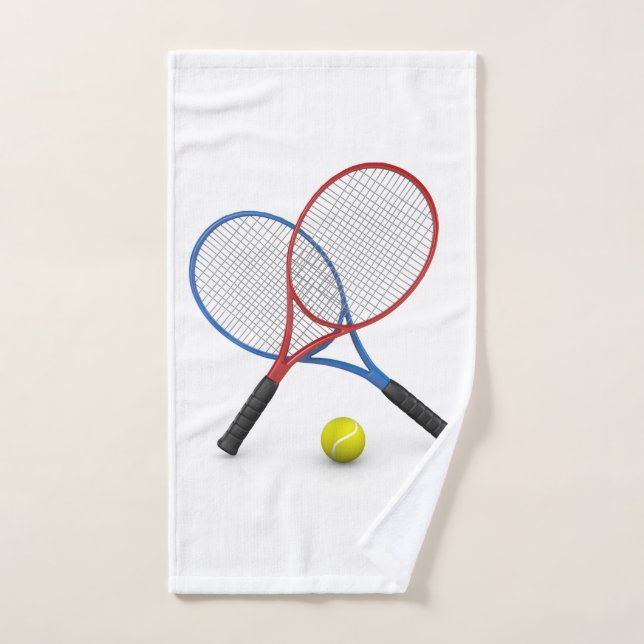3D blue and red tennis rackets and ball Hand Towel (Hand Towel)