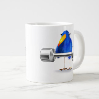 3d Blue Bird Weightlifter Large Coffee Mug